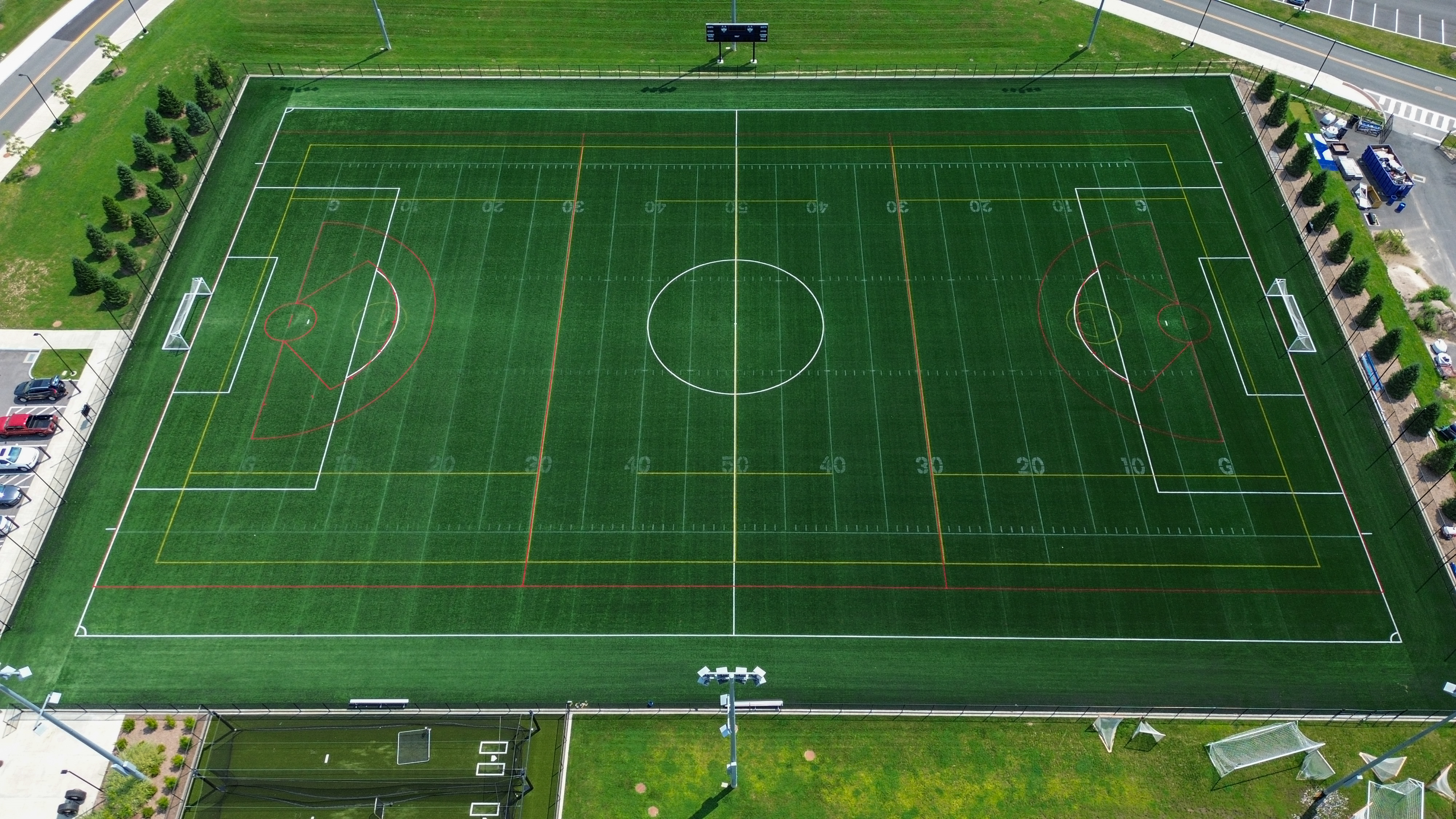 aerial photo of turf field