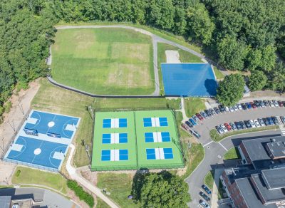 North Rec Park is UConn’s newly renovated outdoor recreation space showing fresh new courts like basketball and pickle ball.